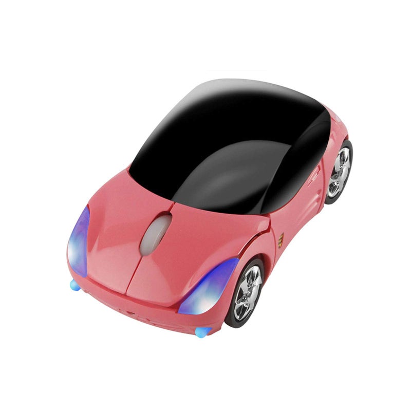 CHUYI Wireless Car Mouse Small Cool Sports Car Shaped Computer Mice with USB Receiver 3 Buttons 1600DPI Portable Mini Optical Cordless Mouse for Laptop PC Computer Desktop Travel Home School Gift (Pink) - Image 1